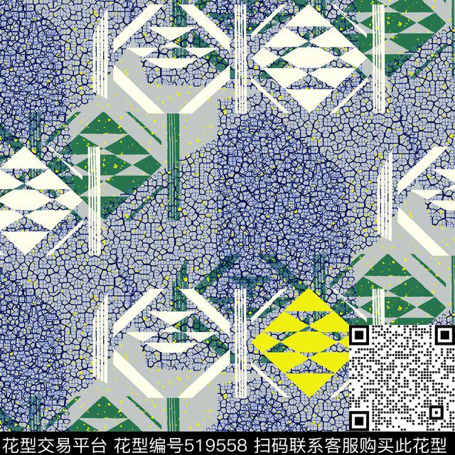 几何扎染花型花卉传统印花花型下载（图片编号: 519558） - 瓦栏（Walan）