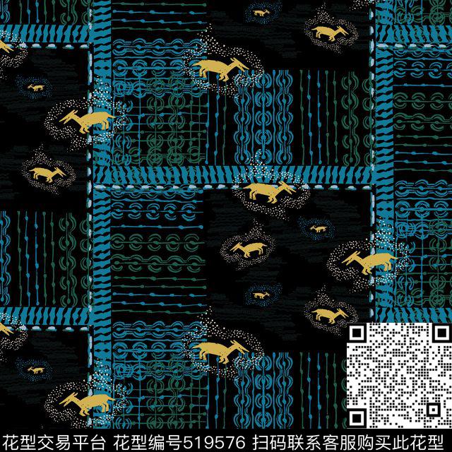 几何线条格子传统印花花型下载（图片编号: 519576） - 瓦栏（Walan）