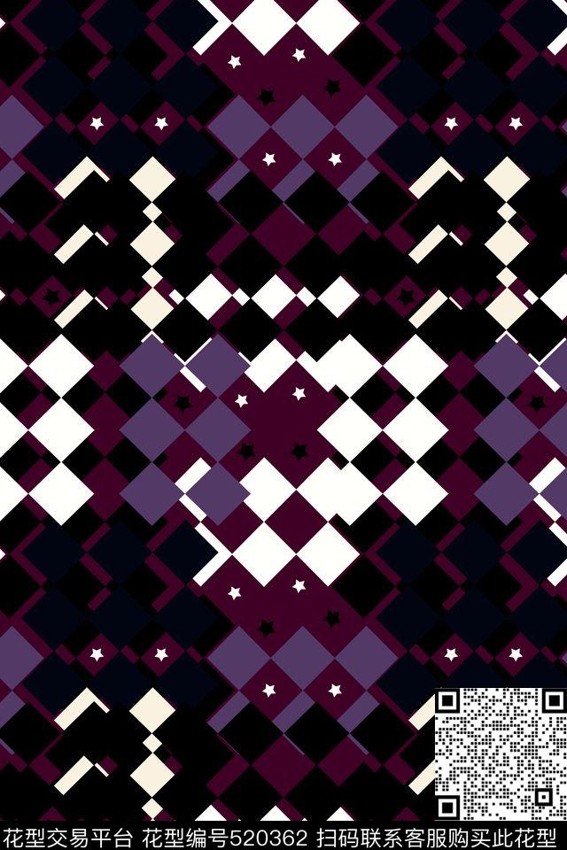 几何排列图形传统印花花型下载（图片编号: 520362） - 瓦栏（Walan）