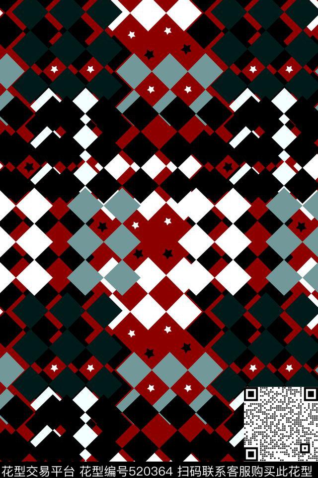 几何排列图形传统印花花型下载（图片编号: 520364） - 瓦栏（Walan）