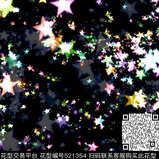 点点繁星五彩数码印花花型下载（图片编号: 521354） - 瓦栏（Walan）