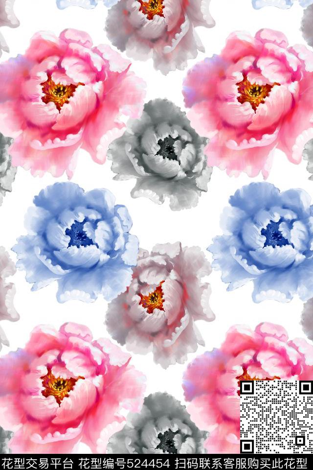 电脑绘画高贵花卉数码印花花型下载（图片编号: 524454） - 瓦栏（Walan）