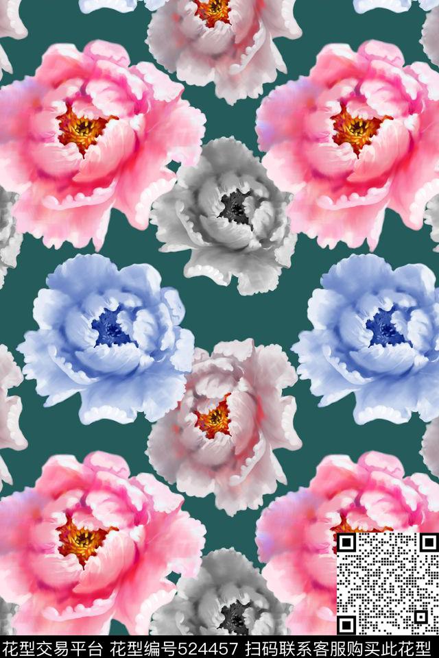 电脑绘画高贵花卉数码印花花型下载（图片编号: 524457） - 瓦栏（Walan）
