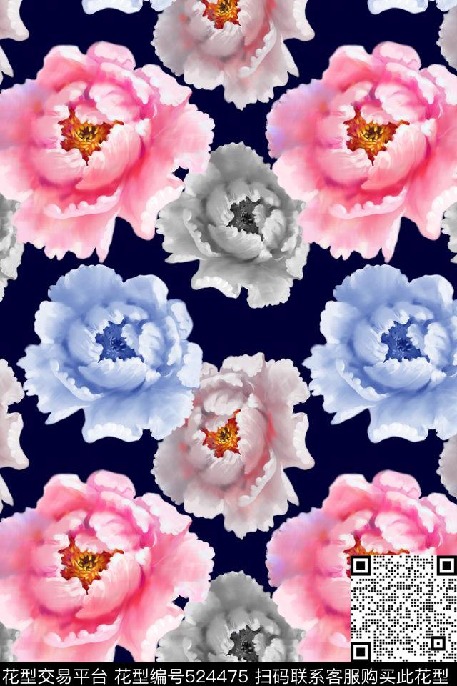 电脑绘画高贵花卉数码印花花型下载（图片编号: 524475） - 瓦栏（Walan）