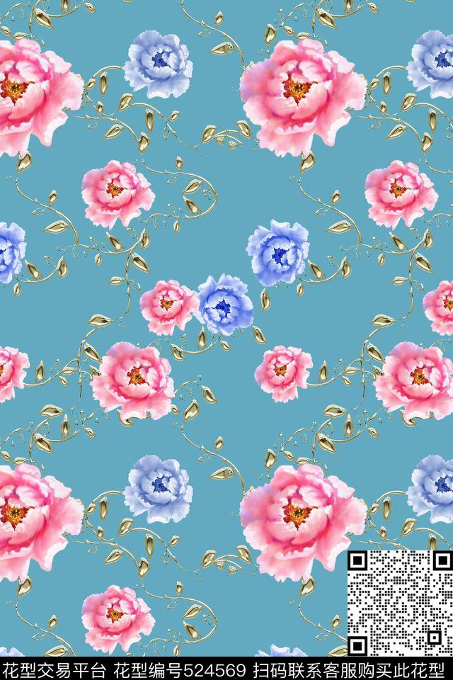 电脑绘画富贵高贵传统印花花型下载（图片编号: 524569） - 瓦栏（Walan）