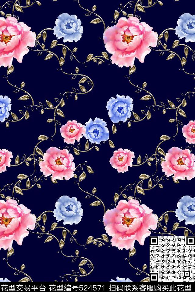 电脑绘画富贵高贵传统印花花型下载（图片编号: 524571） - 瓦栏（Walan）