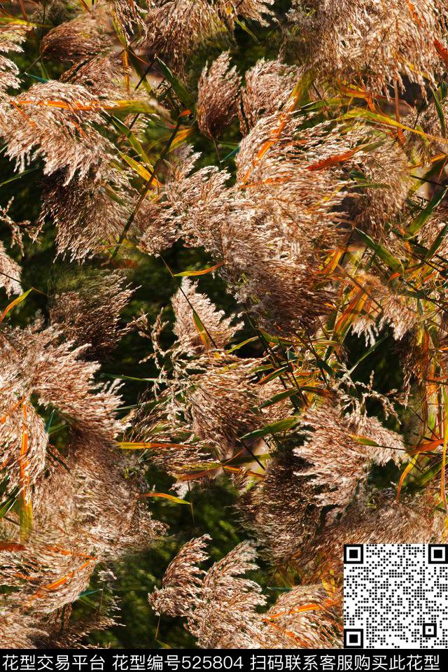 时尚3D植物数码印花花型下载（图片编号: 525804） - 瓦栏（Walan）