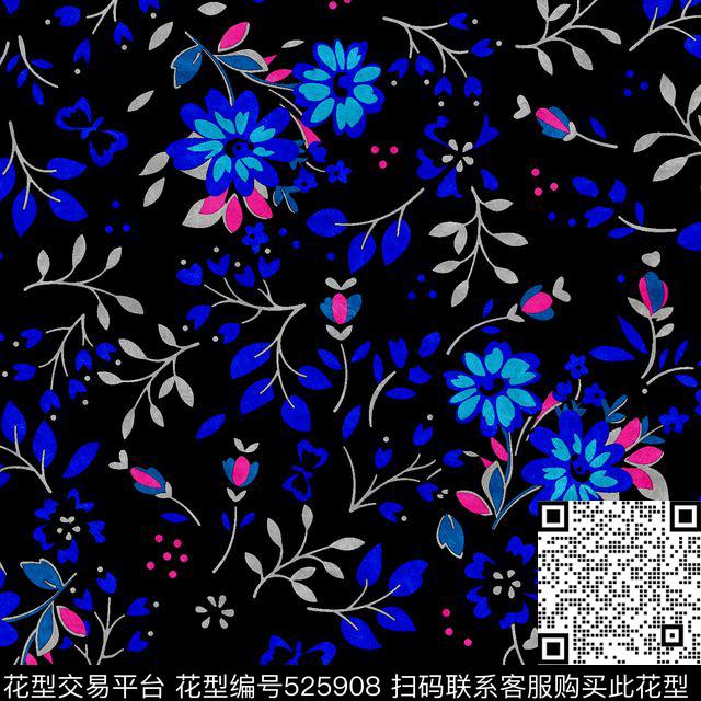 笔触小碎花艺术数码印花花型下载（图片编号: 525908） - 瓦栏（Walan）