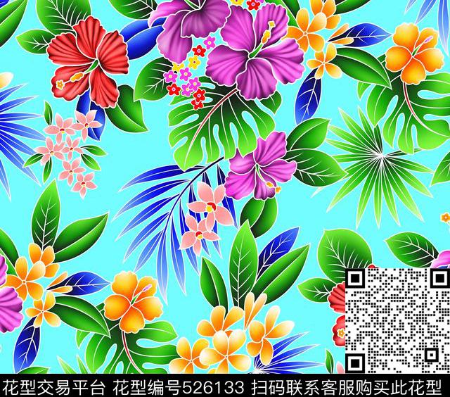 flower design - 526133 - textile design printing - 数码印花花型 － 床品花型设计 － 瓦栏