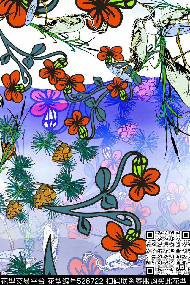 中国风 - 526722 - 时尚 花卉 清新 - 数码印花花型 － 女装花型设计 － 瓦栏