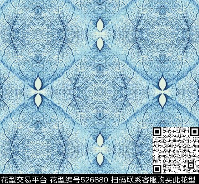 字母定位花扎染花型传统印花花型下载（图片编号: 526880） - 瓦栏（Walan）