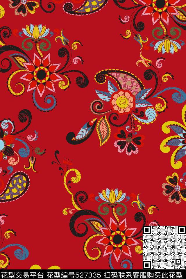 民族风女装欧式花纹传统印花花型下载（图片编号: 527335） - 瓦栏（Walan）