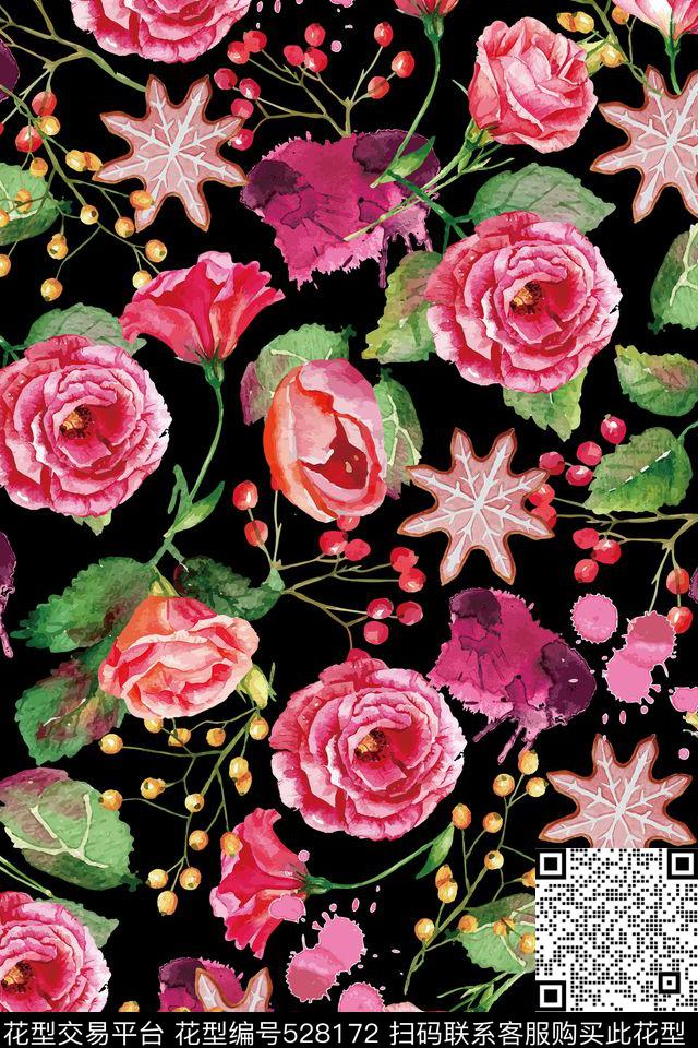 大牌花卉流行时尚数码印花花型下载（图片编号: 528172） - 瓦栏（Walan）