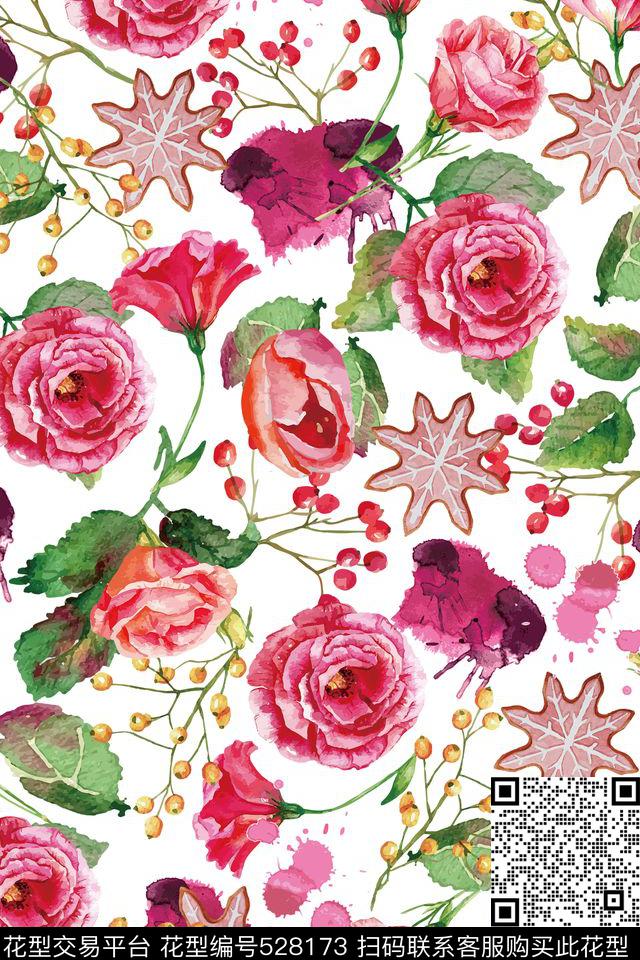 大牌花卉流行时尚传统印花花型下载（图片编号: 528173） - 瓦栏（Walan）
