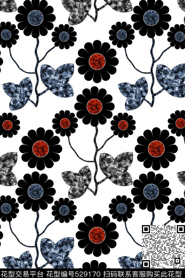 电脑绘画花朵时尚数码印花花型下载（图片编号: 529170） - 瓦栏（Walan）