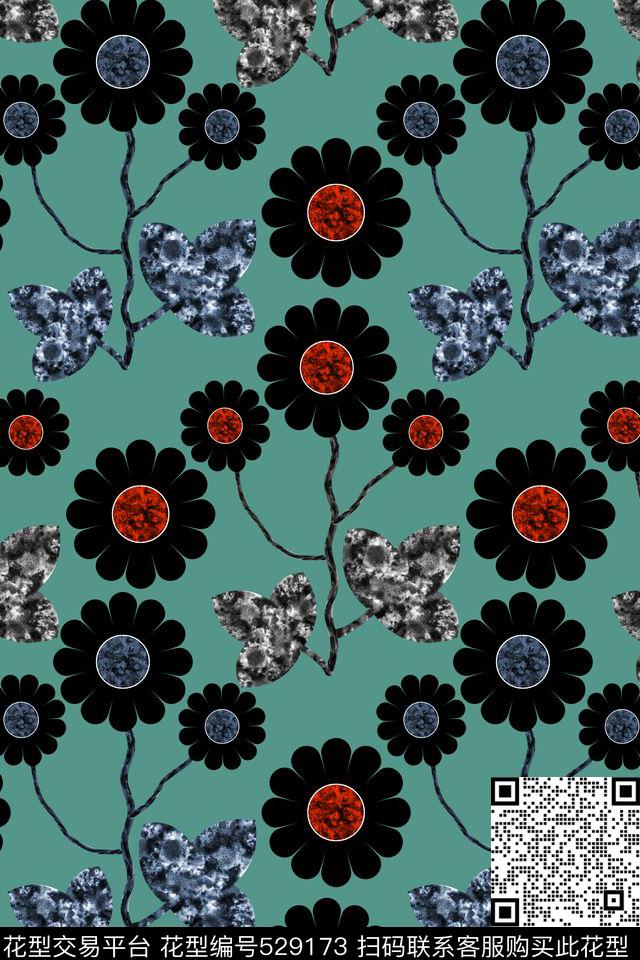 电脑绘画花朵时尚数码印花花型下载（图片编号: 529173） - 瓦栏（Walan）