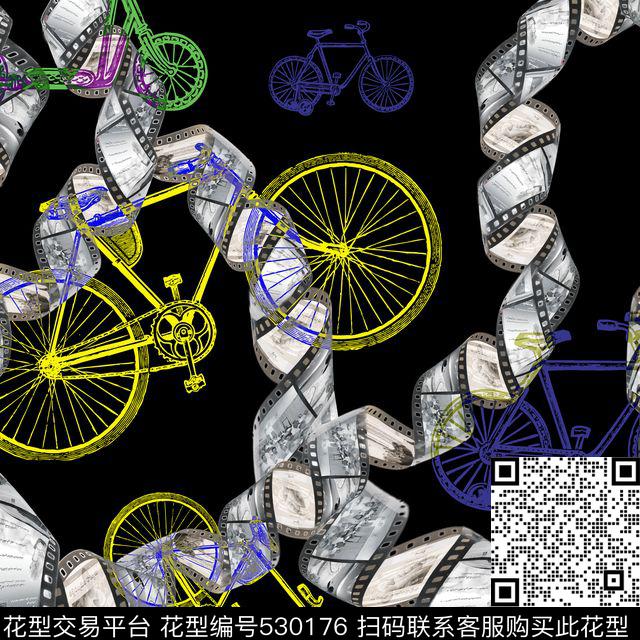 单车胶卷潮流女装数码印花花型下载（图片编号: 530176） - 瓦栏（Walan）
