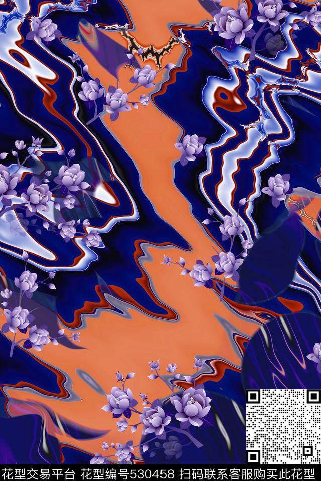 复古抽象肌理数码印花花型下载（图片编号: 530458） - 瓦栏（Walan）