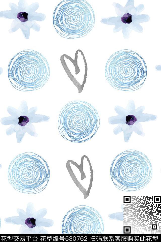 小清新女装白底数码印花花型下载（图片编号: 530762） - 瓦栏（Walan）