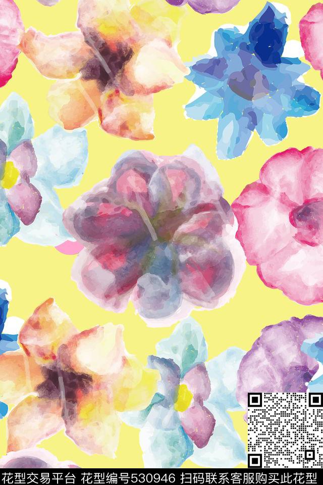 流行时尚女装清新甜美数码印花花型下载（图片编号: 530946） - 瓦栏（Walan）