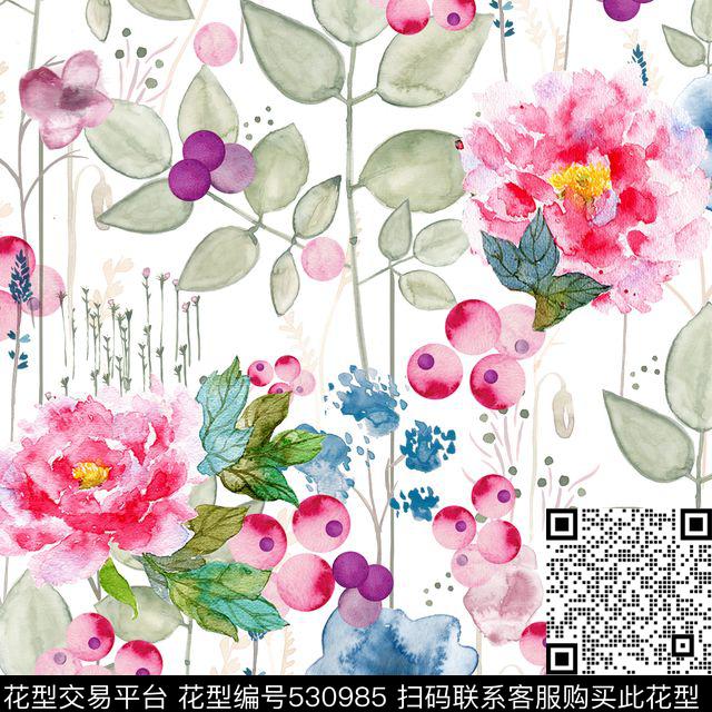 水彩手绘圆点数码印花花型下载（图片编号: 530985） - 瓦栏（Walan）