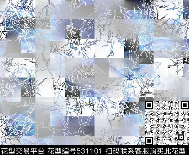 方格小过渡小闪电数码印花花型下载（图片编号: 531101） - 瓦栏（Walan）