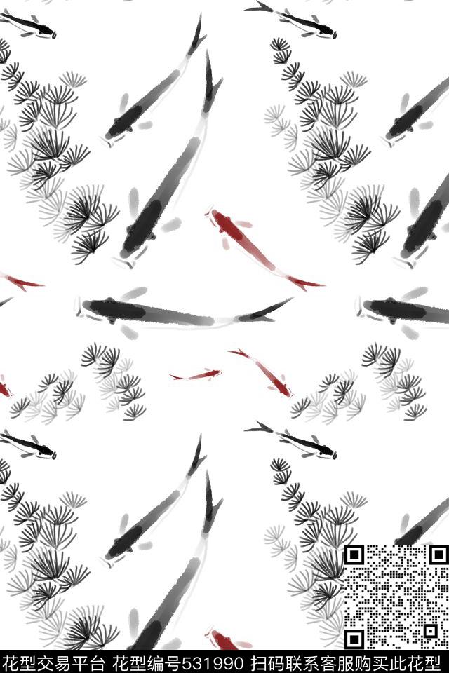 电脑绘画国画手绘传统印花花型下载（图片编号: 531990） - 瓦栏（Walan）