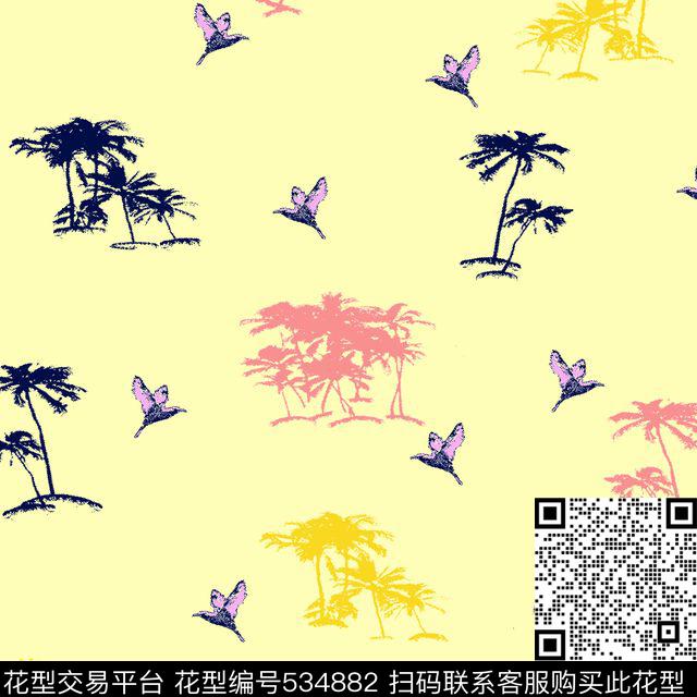 字母定位花扎染花型传统印花花型下载（图片编号: 534882） - 瓦栏（Walan）
