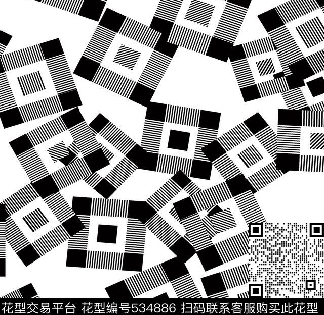 字母定位花扎染花型传统印花花型下载（图片编号: 534886） - 瓦栏（Walan）