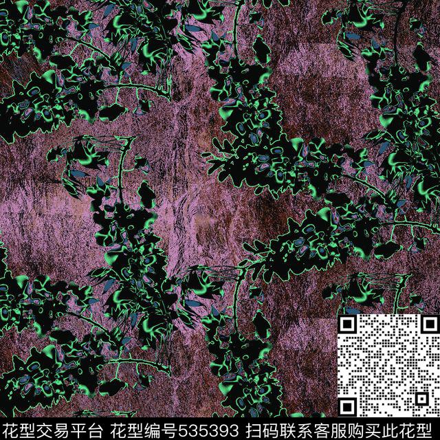 线条几何花卉花纹传统印花花型下载（图片编号: 535393） - 瓦栏（Walan）