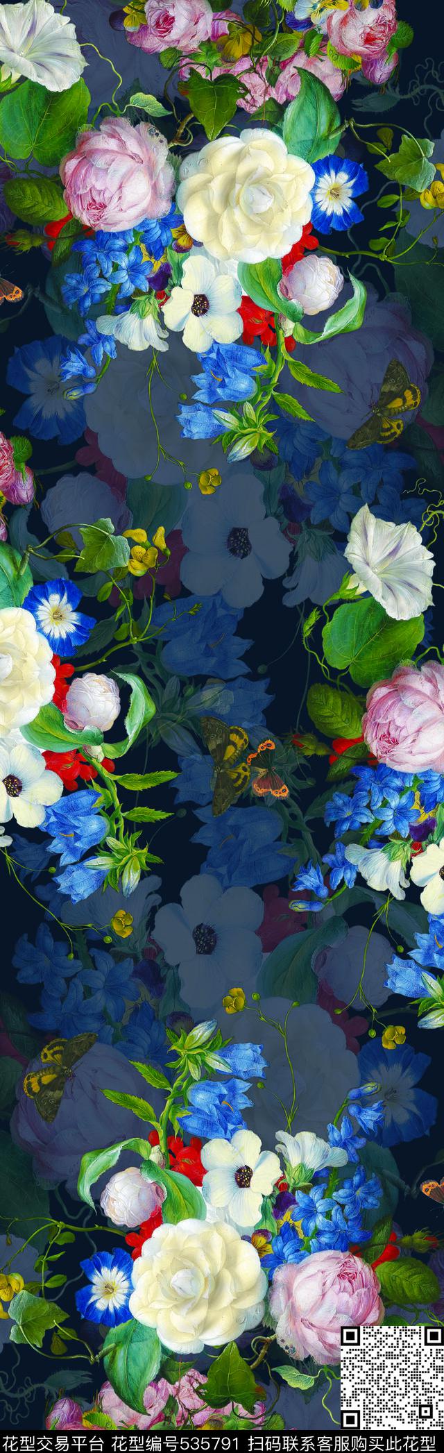 手绘油画花卉数码印花花型下载（图片编号: 535791） - 瓦栏（Walan）