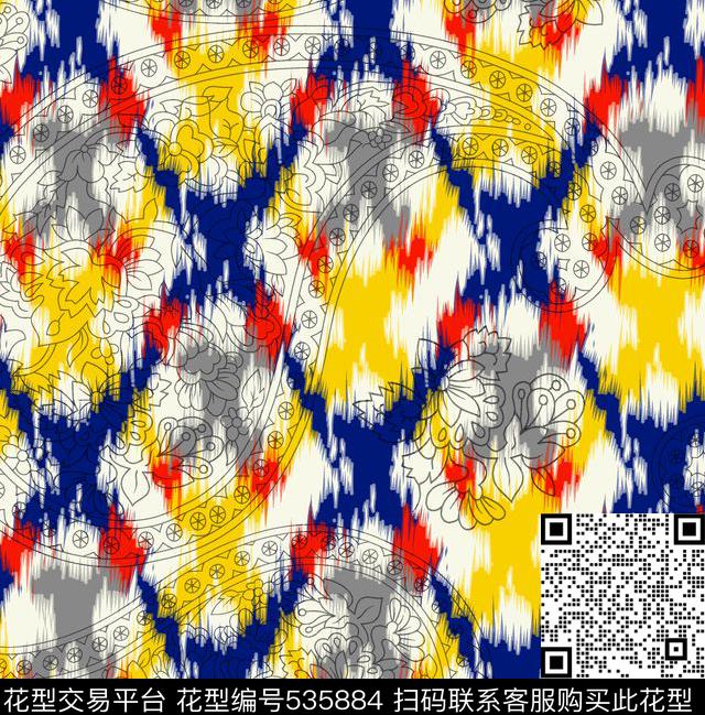 花卉小碎花花纹传统印花花型下载（图片编号: 535884） - 瓦栏（Walan）