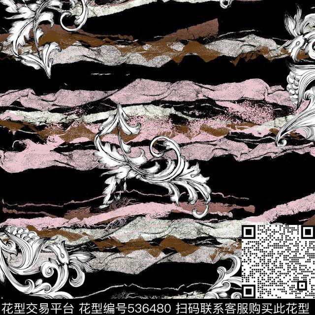 复古花边麻数码印花花型下载（图片编号: 536480） - 瓦栏（Walan）