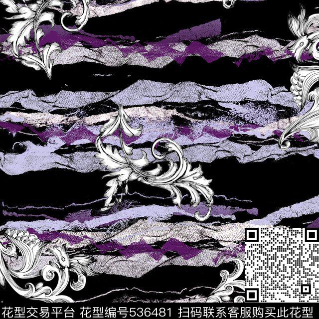 复古欧式花边数码印花花型下载（图片编号: 536481） - 瓦栏（Walan）