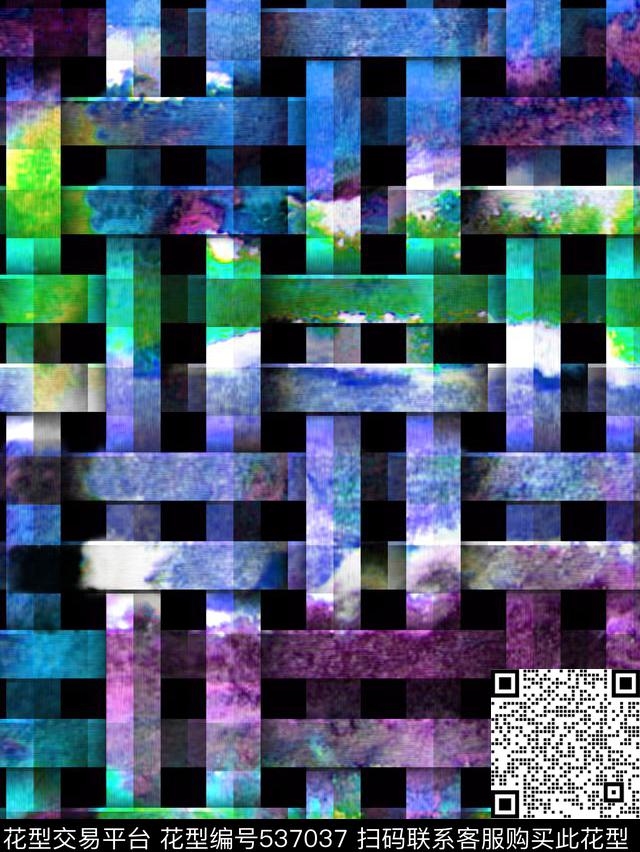水彩立体编织数码印花花型下载（图片编号: 537037） - 瓦栏（Walan）