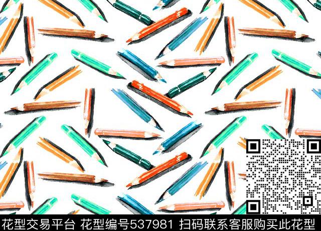 写意铅笔手绘数码印花花型下载（图片编号: 537981） - 瓦栏（Walan）