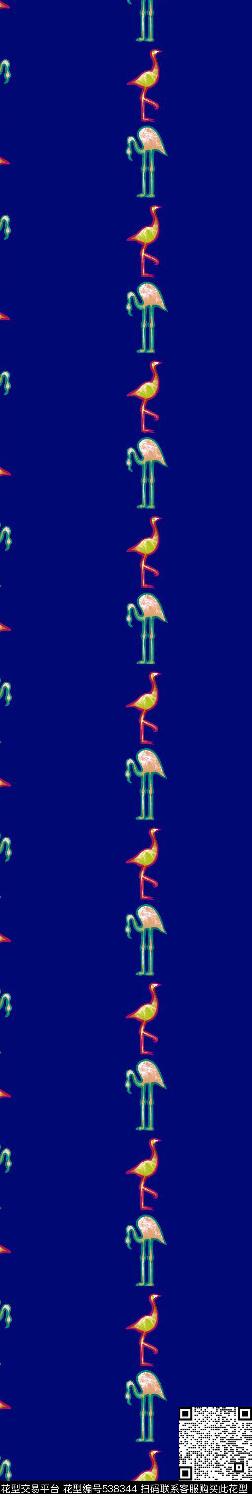 抽象水鸟鹤传统印花花型下载（图片编号: 538344） - 瓦栏（Walan）