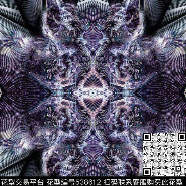 抽象花几何数码印花花型下载（图片编号: 538612） - 瓦栏（Walan）