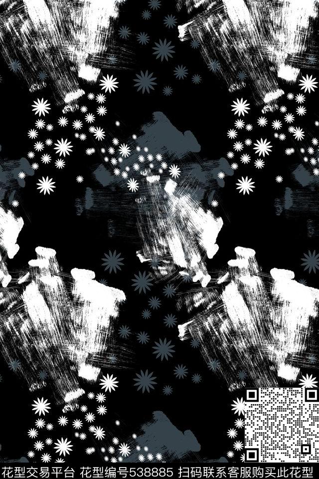 笔触抽象符号传统印花花型下载（图片编号: 538885） - 瓦栏（Walan）
