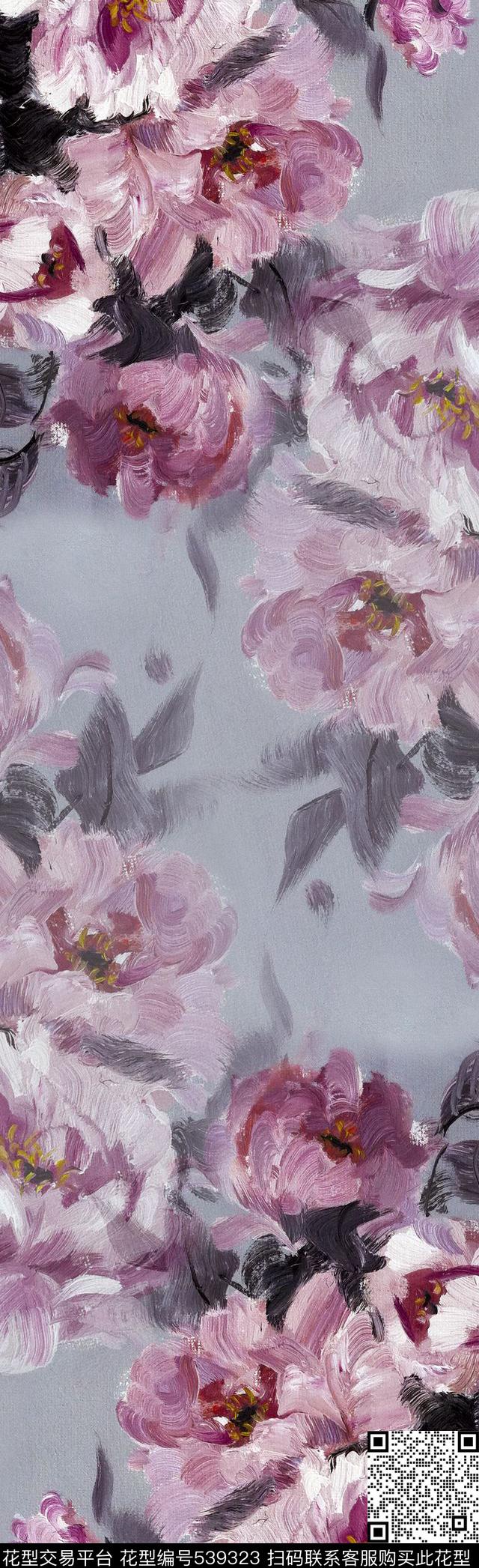 手绘油画经典数码印花花型下载（图片编号: 539323） - 瓦栏（Walan）