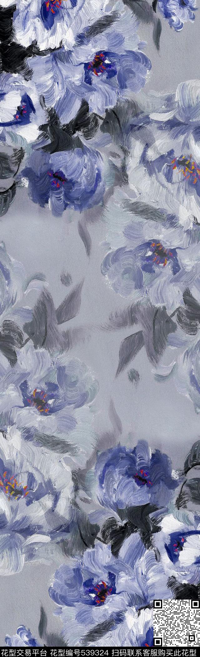 手绘油画经典数码印花花型下载（图片编号: 539324） - 瓦栏（Walan）