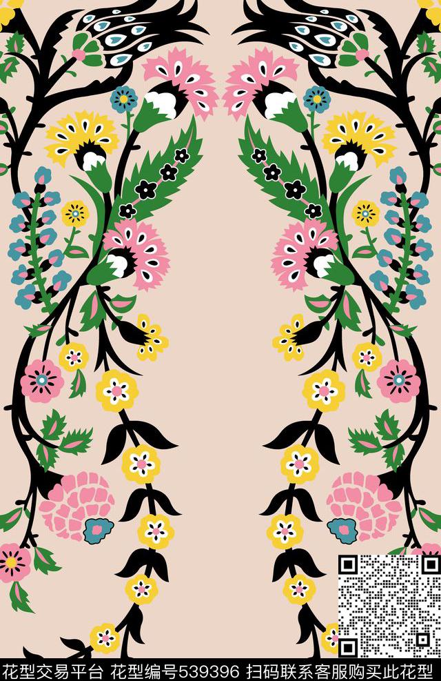 定位花瓣传统花型传统印花花型下载（图片编号: 539396） - 瓦栏（Walan）