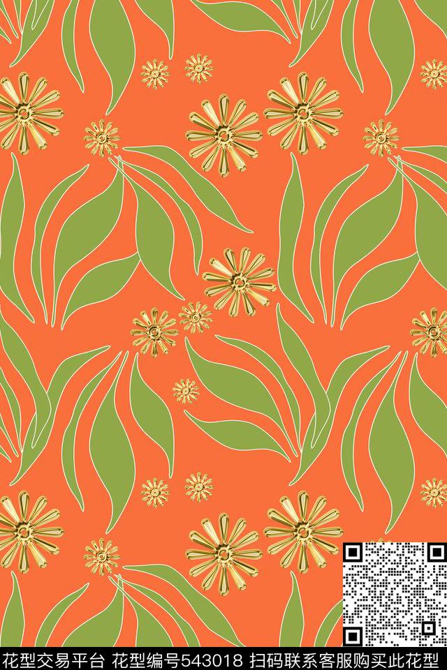 草丛花朵潮流创意传统印花花型下载（图片编号: 543018） - 瓦栏（Walan）