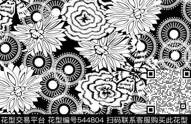 花卉小碎花花纹传统印花花型下载（图片编号: 544804） - 瓦栏（Walan）