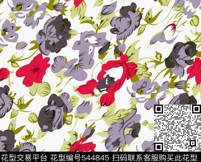 花卉小碎花花纹传统印花花型下载（图片编号: 544845） - 瓦栏（Walan）