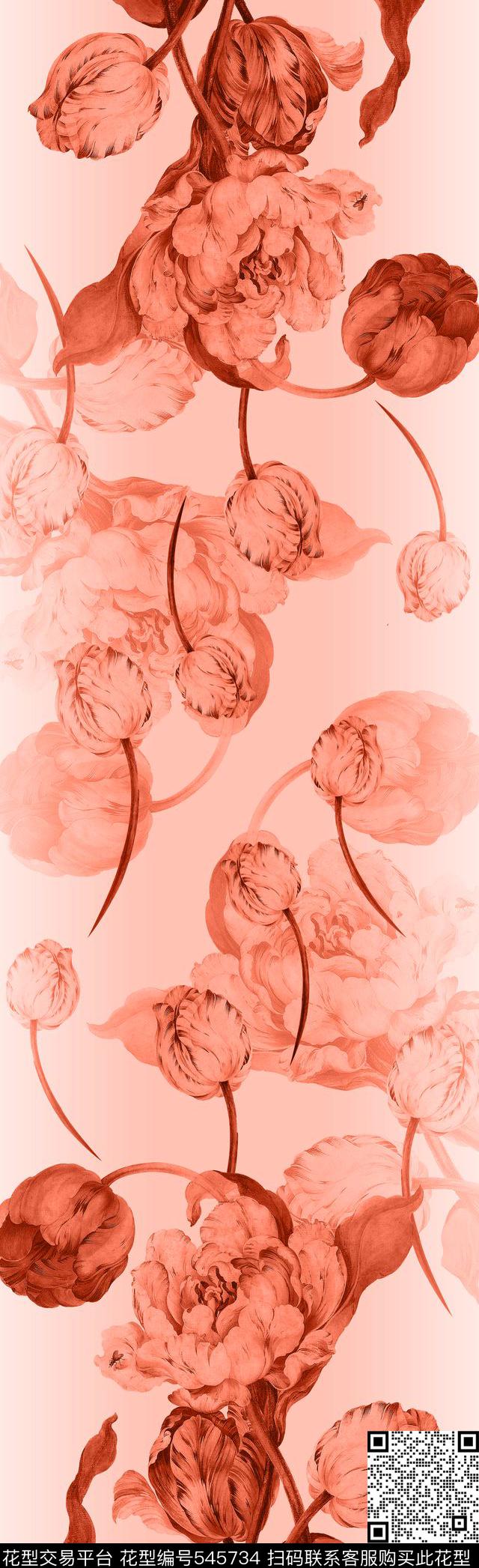 手绘油画百合数码印花花型下载（图片编号: 545734） - 瓦栏（Walan）