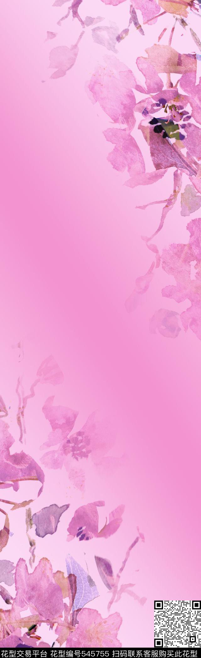 手绘水彩花卉数码印花花型下载（图片编号: 545755） - 瓦栏（Walan）