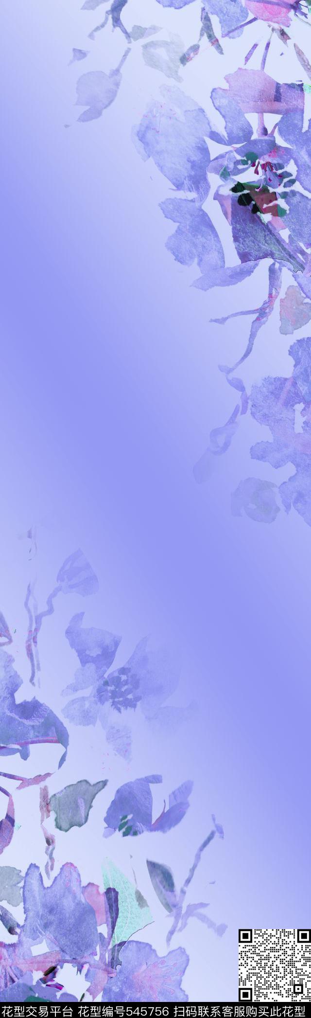 手绘水彩花卉数码印花花型下载（图片编号: 545756） - 瓦栏（Walan）