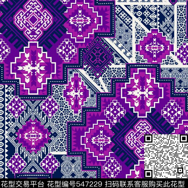 格子几何手绘传统印花花型下载（图片编号: 547229） - 瓦栏（Walan）