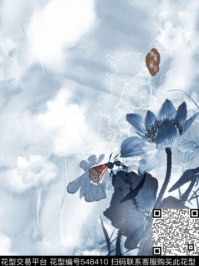 抽象定位花数码印花花型下载（图片编号: 548410） - 瓦栏（Walan）